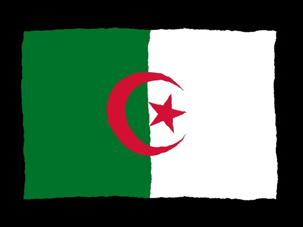 Cezayir bayrağı handdrawn — Stok fotoğraf
