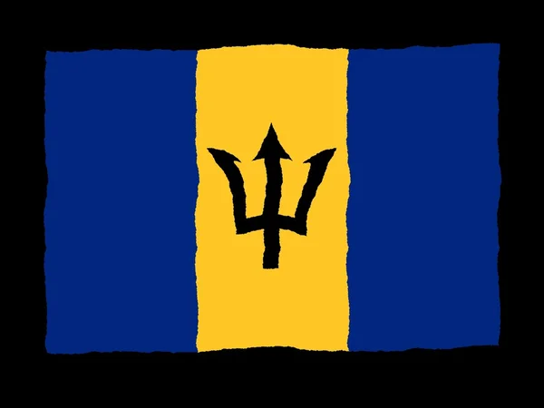Handdrawn flagga Barbados — Stockfoto