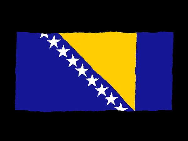 Bandeira desenhada à mão da Bósnia e Herzegovina — Fotografia de Stock