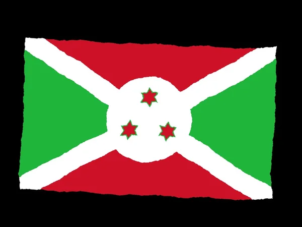 Bandeira desenhada à mão de Burundi — Fotografia de Stock