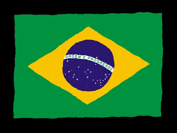 Handgezeichnete Flagge Brasiliens — Stockfoto
