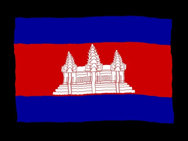 Handgezeichnete Flagge Kambodschas — Stockfoto