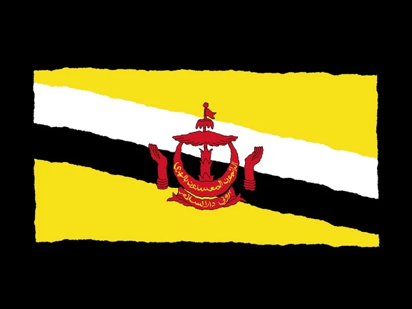 Brunejská vlajka handdrawn — Stock fotografie