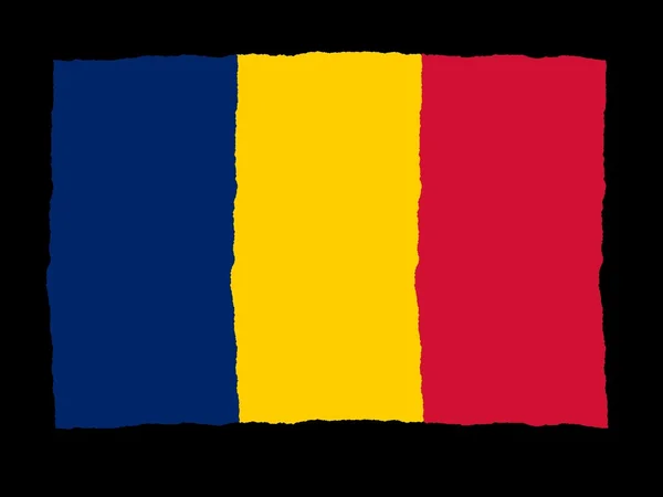 Bandiera disegnata a mano del Ciad — Foto Stock