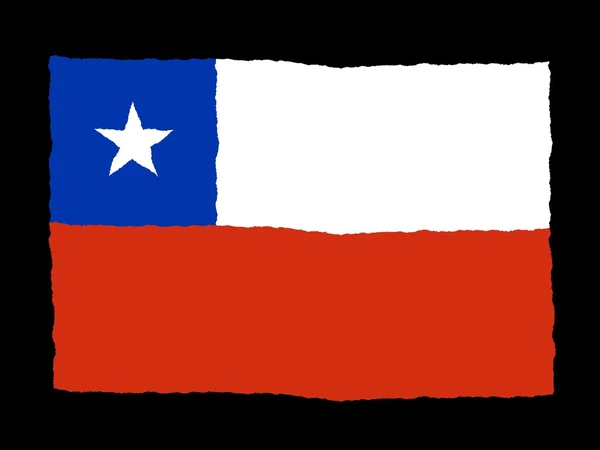 Bandiera disegnata a mano del Cile — Foto Stock