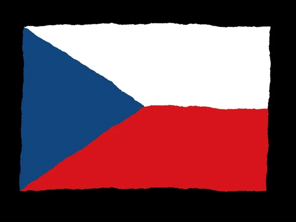 Handgezeichnete Flagge der Tschechischen Republik — Stockfoto