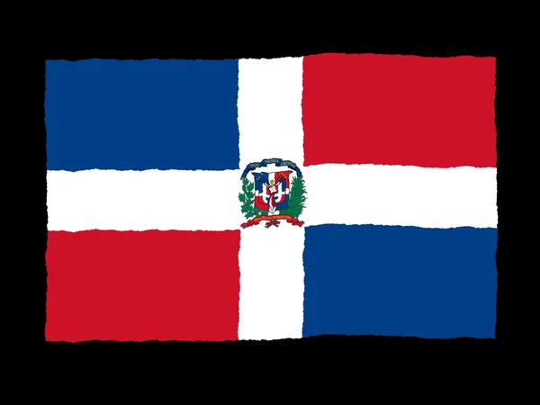 Bandiera disegnata a mano della Repubblica Dominicana — Foto Stock
