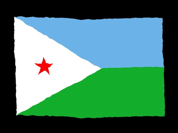Drapeau dessiné à la main de Djibouti — Photo