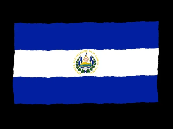 Drapeau dessiné à la main de El Salvador — Photo