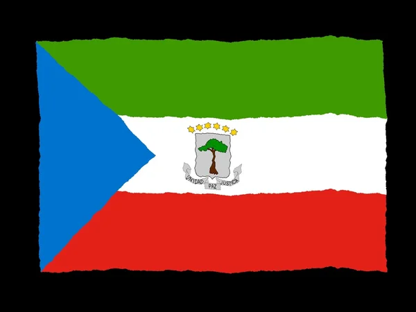 Handdrawn Egyenlítői-Guinea zászlaja — Stock Fotó