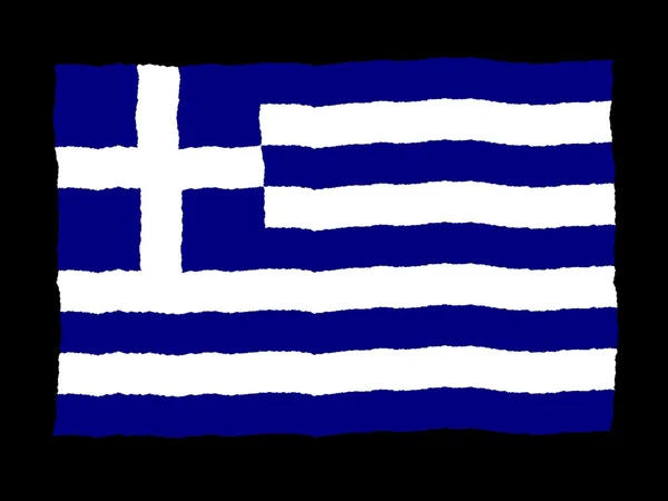 Drapeau dessiné à la main de Grèce — Photo