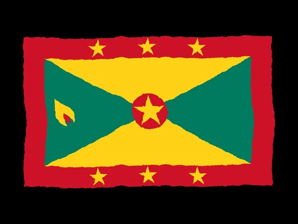 Bandiera disegnata a mano di Grenada — Foto Stock