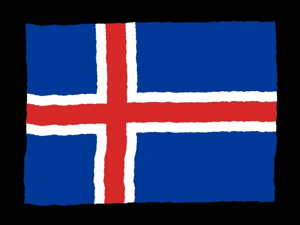 Drapeau dessiné à la main de Islande — Photo