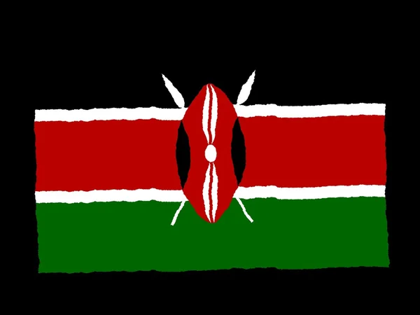 Bandiera disegnata a mano del Kenya — Foto Stock