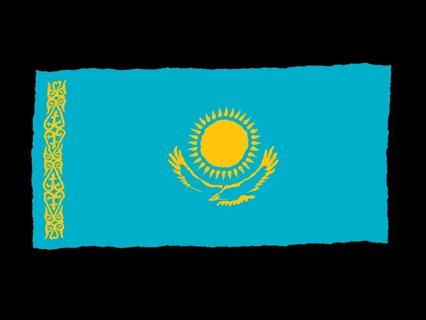 Drapeau dessiné à la main de Kazakhstan — Photo