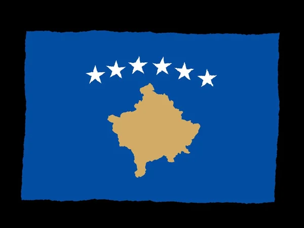 Drapeau dessiné à la main de Kosovo — Photo