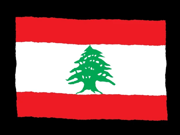Handdrawn vlajka Libanonu — Stock fotografie