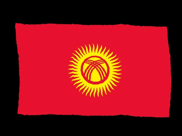 Handdrawn flag of Kyrgyzstan — Stock Photo, Image