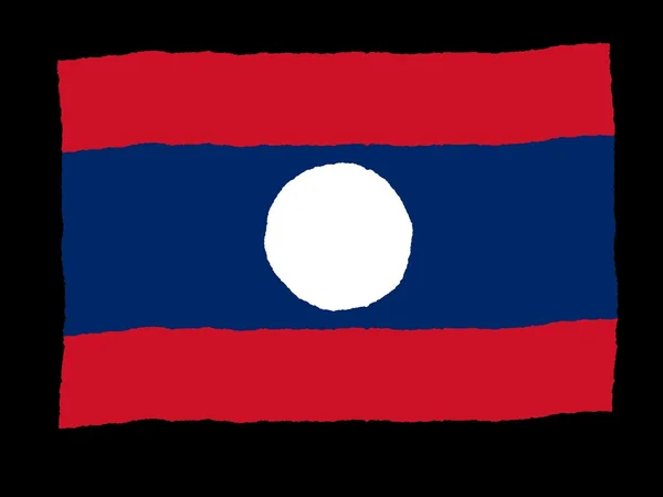 Handdrawn σημαία του Λάος — Φωτογραφία Αρχείου