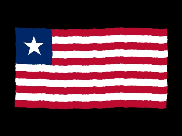 Bandeira desenhada à mão de Libéria — Fotografia de Stock