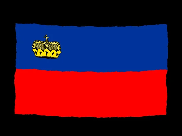 Drapeau dessiné à la main de Liechtenstein — Photo