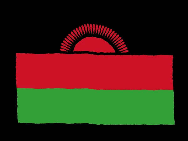 Bandeira desenhada à mão de Malawi — Fotografia de Stock
