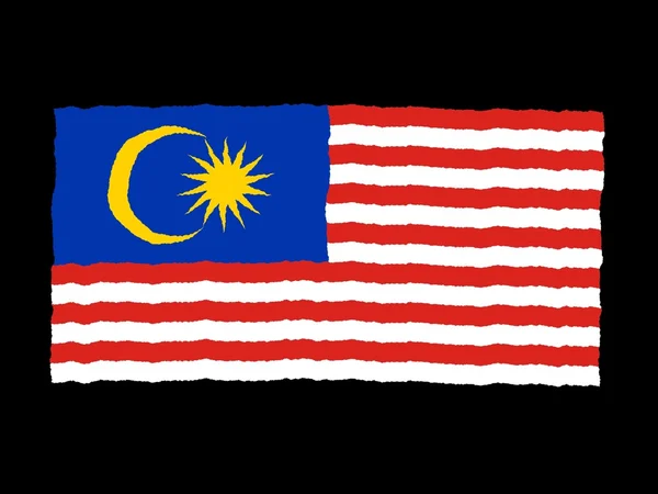 Drapeau dessiné à la main de Malaisie — Photo