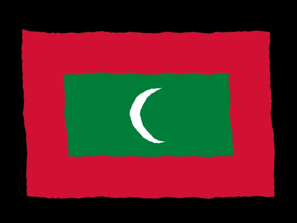 Maldivler bayrağı handdrawn — Stok fotoğraf
