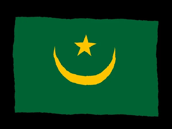 Drapeau dessiné à la main de Mauritanie — Photo