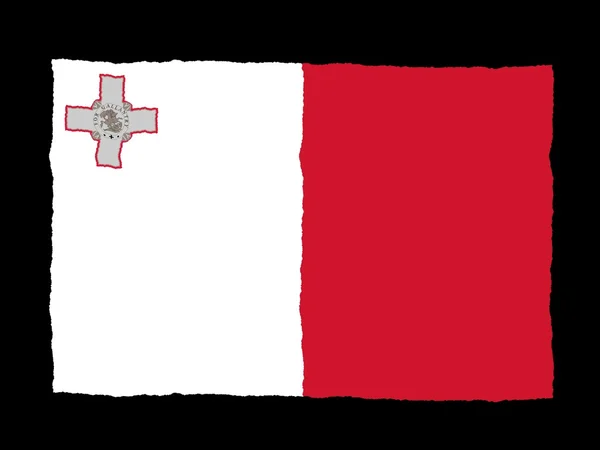 Handdrawn Flaga Malty — Zdjęcie stockowe