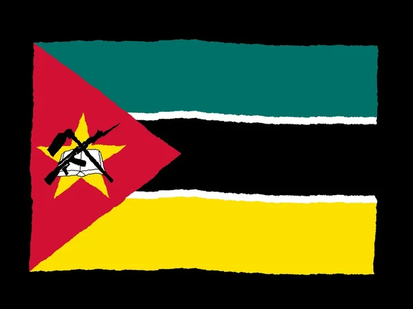 Handdrawn flagga Moçambique — Stockfoto