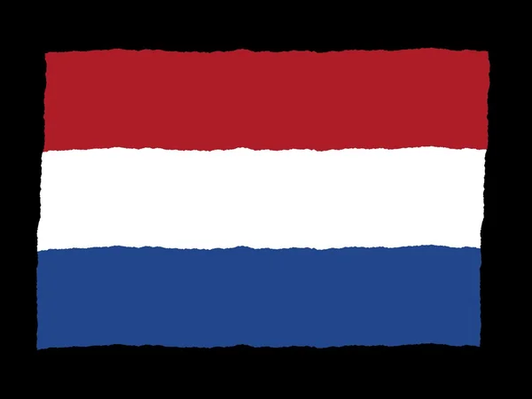 Handdrawn flagga Nederländerna — Stockfoto
