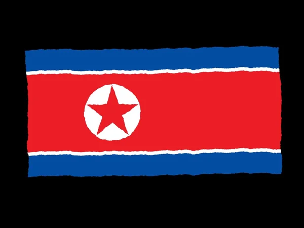 Drapeau dessiné à la main de Corée du Nord — Photo