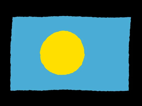 Handgezeichnete Flagge von Palau — Stockfoto