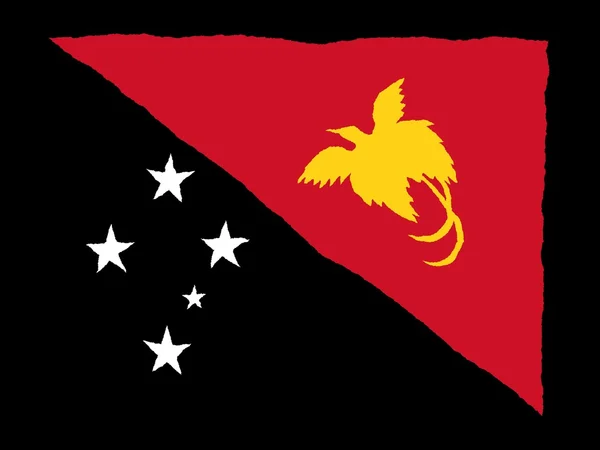Drapeau dessiné à la main de Papouasie-Nouvelle Guinée — Photo