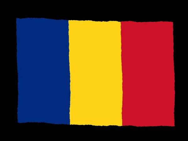 Drapeau dessiné à la main de Roumanie — Photo