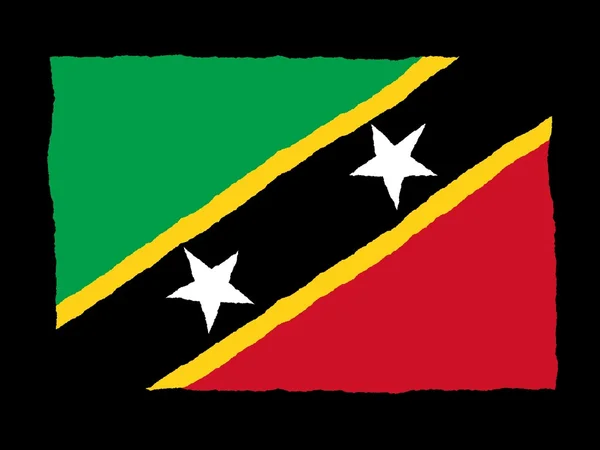 Handgezeichnete Fahne der Heiligen Kitts und Nevis — Stockfoto