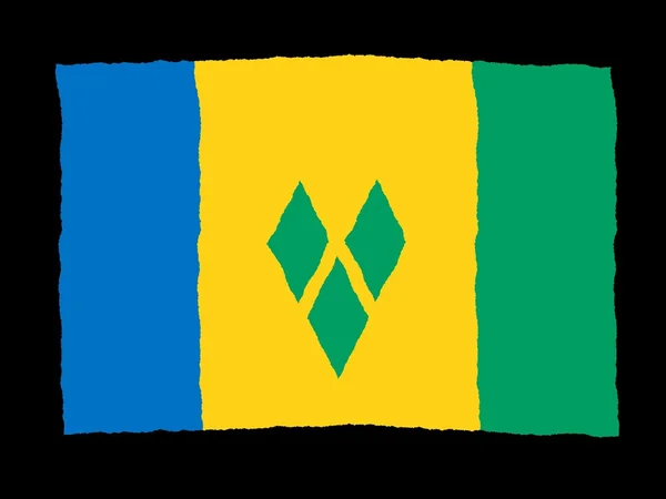 Saint Vincent és a Grenadine-szigetek Handdrawn zászlaja — Stock Fotó