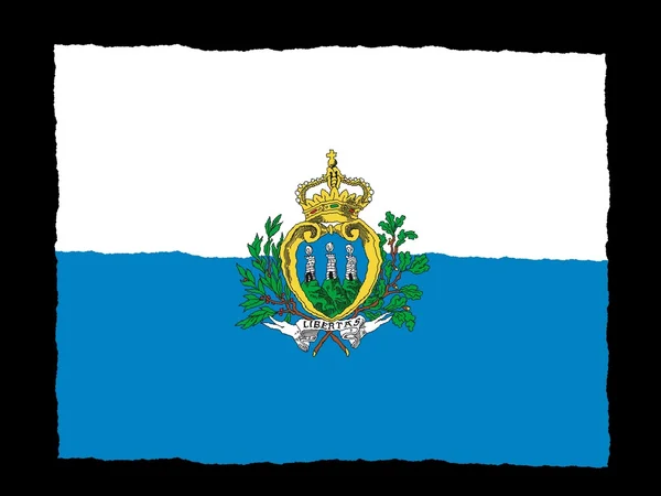 Bandeira desenhada à mão de San Marino — Fotografia de Stock