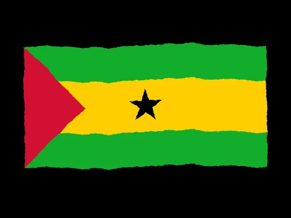 Handgetekende vlag van Sao Tomé en Principe — Stockfoto