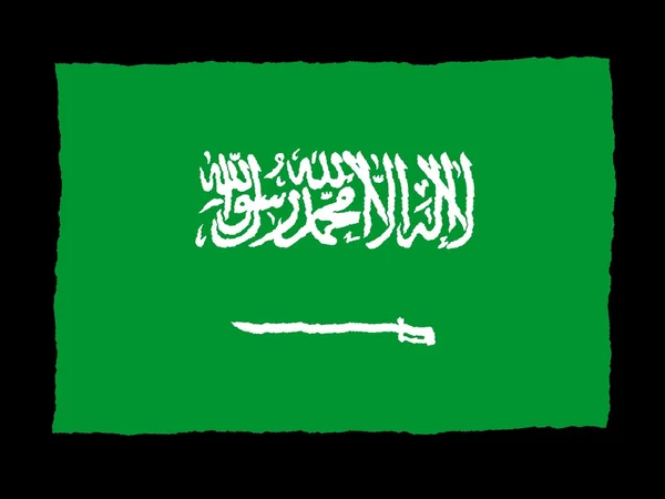 Bandeira desenhada à mão de Arabia Saudita — Fotografia de Stock