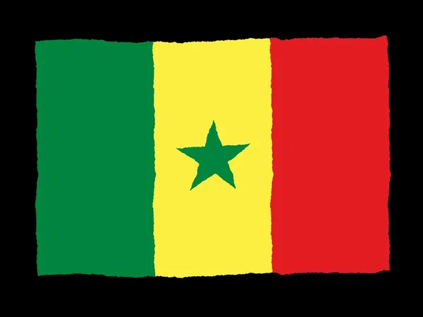 Handgezeichnete senegalesische Flagge — Stockfoto