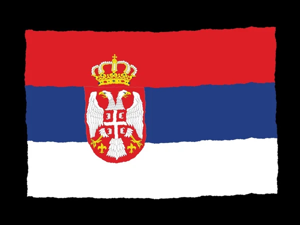Bandeira desenhada à mão de Sérvia — Fotografia de Stock