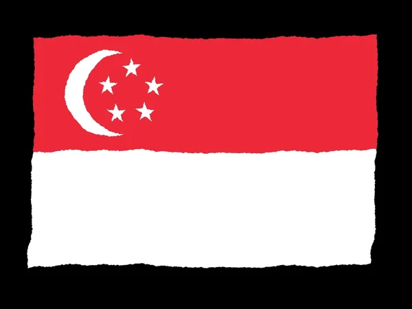 Handgetekende vlag van Singapore — Stockfoto