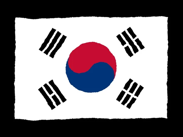 Handdrawn vlajka Jižní Koreje — Stock fotografie