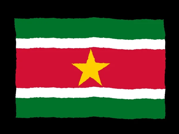 Bandeira desenhada à mão de Suriname — Fotografia de Stock
