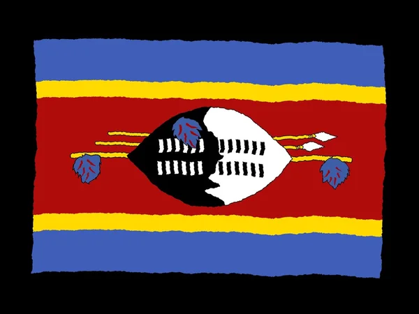 Handdrawn flagga Swaziland — Stockfoto