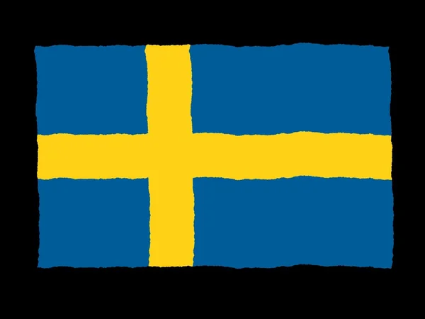 Bandiera disegnata a mano della Svezia — Foto Stock