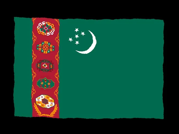 Handdrawn прапор Туркменістану — стокове фото