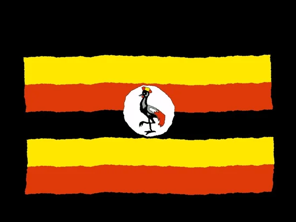Handdrawn flag of Uganda — Stock Photo, Image